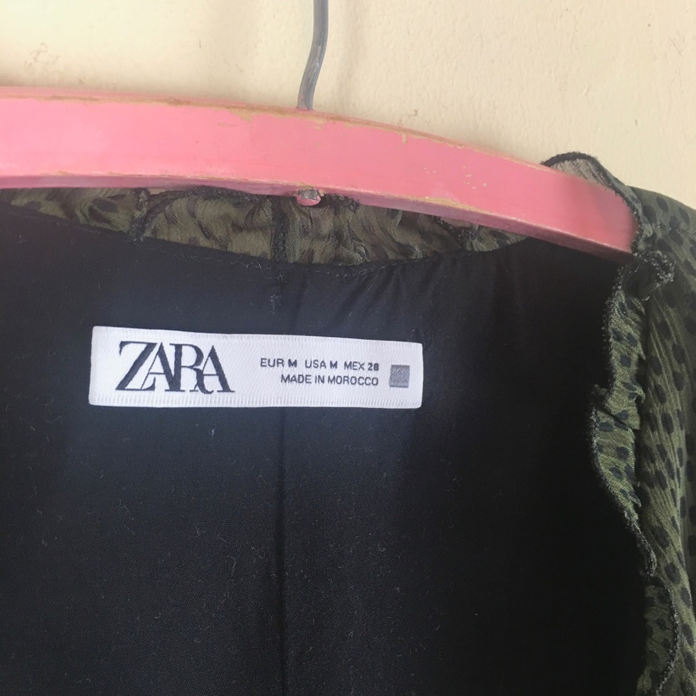 Zara Green & Black Animal Print V neck Mini Dress - Picture 8 of 10